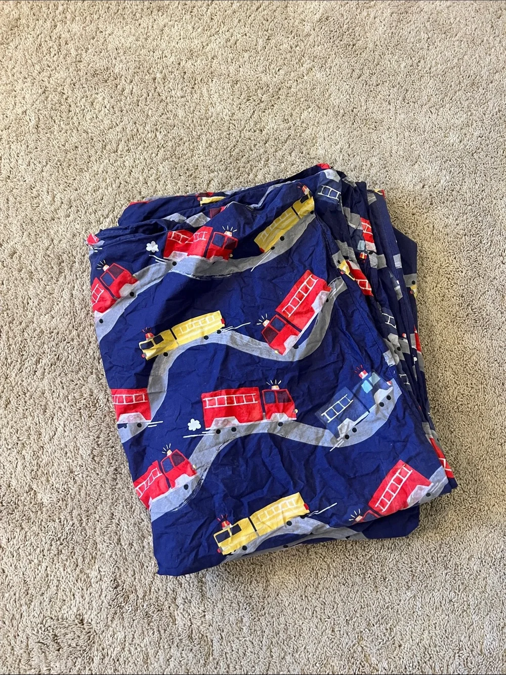 Pottery Barn Kids Fire Truck Bedding Set - Light Blue, Red & Navy - Picture 3 of 4